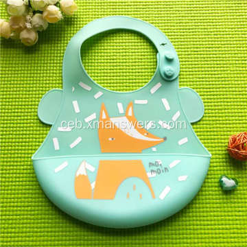 Custom nga waterproof silicone baby bib nga adunay pocke